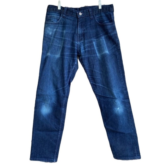 Dearborn Denim Distressed Dark Navy Stretch Jeans Size 31x29 - Picture 1 of 15